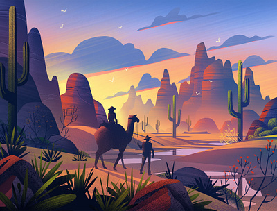 Desert Escape game art illustration outdoors puzzles retro sunset vintage