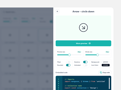 Icon preview details | Icon Library Saas Web Application app ui app ux icon preview popup popup ui preview ui product design saas ui design user experience ux design web app web application web ui
