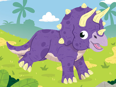 Triceratops nursery print board book character children cute design dinosaur illustration kids lit nursery picture print triceratops