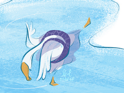 Flipper-Skating book children costume duck figure flipper funny goose graceful ice illo illustration kid lit picture skate skating texture winter