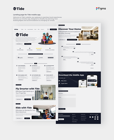 Landing page for Tide mobile application. app design figma landing page logo typography ui uiux ux website