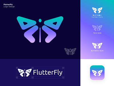 FlutterFly Logo | Web3 Software Startups Tech Agency app brand identity branding butterfly company crypto design finance flutterfly logo logo design logo maker logo mark maker mark startup tech technology ui web3