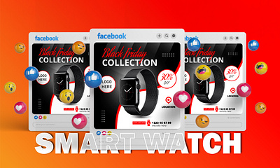 Social Media Post Design banner bg vect byzed ahmed flyer graphic design markeitng poster design smart watch social media social media post design watch marketing