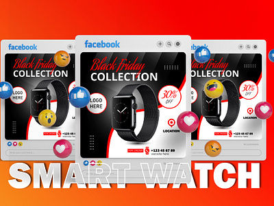 Social Media Post Design banner bg vect byzed ahmed flyer graphic design markeitng poster design smart watch social media social media post design watch marketing