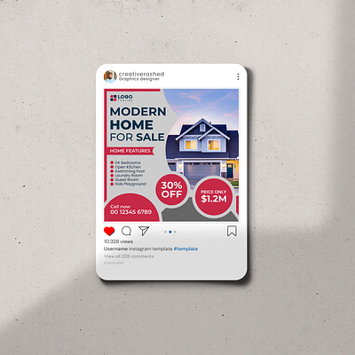 Modern Home for Sale social media post design. branding graphic design modern home post design social media ads