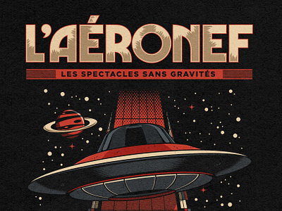 L'Aéronef affiche album cover aéronef band concert festival flying saucer gig poster illustration lille live music poster salle de concert sci fi show tee design tee shirt