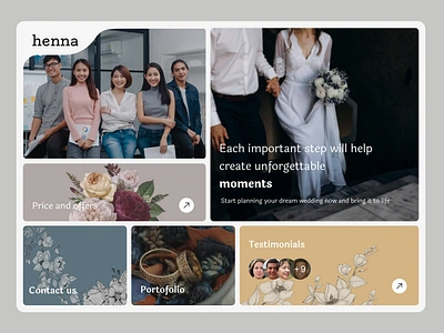 henna | a wedding planner website design adobe xd bento branding daily ui design dashboard design inspiration design trend figma flat interaction design mobile mobile app ui ui design ui shot uiux ux ux design web design