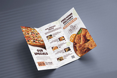 Tri-fold Brochure Food Menu Design advertising bi fold brochure brochure design fast food food menu food menu trifold healthy food menu card restaurant trifold trifold brochure