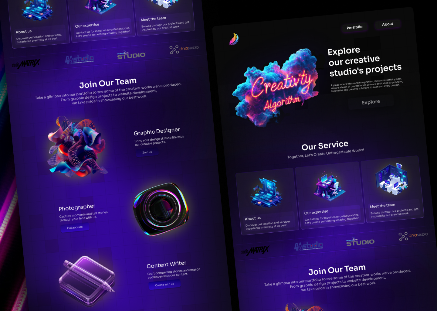 Studio Creative Landing Page by Rezi Palifta on Dribbble