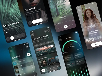 Calm&Meditation Mobile App android app design breathing calm ios meditation mobile app onboarding player sign in sign up sleep sleep timer time tracker timer yoga