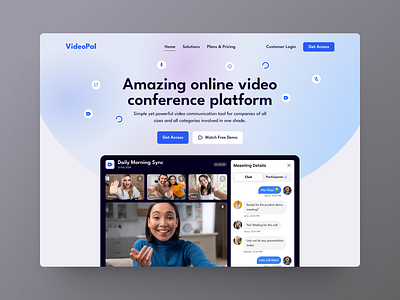 Video Conferencing App Landing - Daily UI 03 app daily ui daily ui challenge design inspiration landing page loom online meeting ui ui ux ux ux israt video app video conferencing video meeting zoom