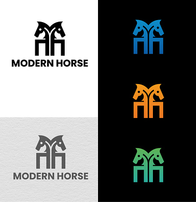 Modern Horse Logo amimal branding color double head horse logoground modern power sale speed