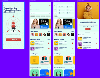 Podcast design mobile ui podcast ui
