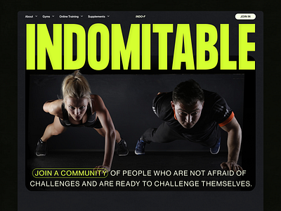 Fitness centre Indomitable - website cult design education site fintess site homepage landing page myfitnesspal online fitness raining site ui uiux