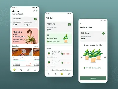 Plant App application ui mtco2e plant app ui plant redemption ui ui designer ux designer