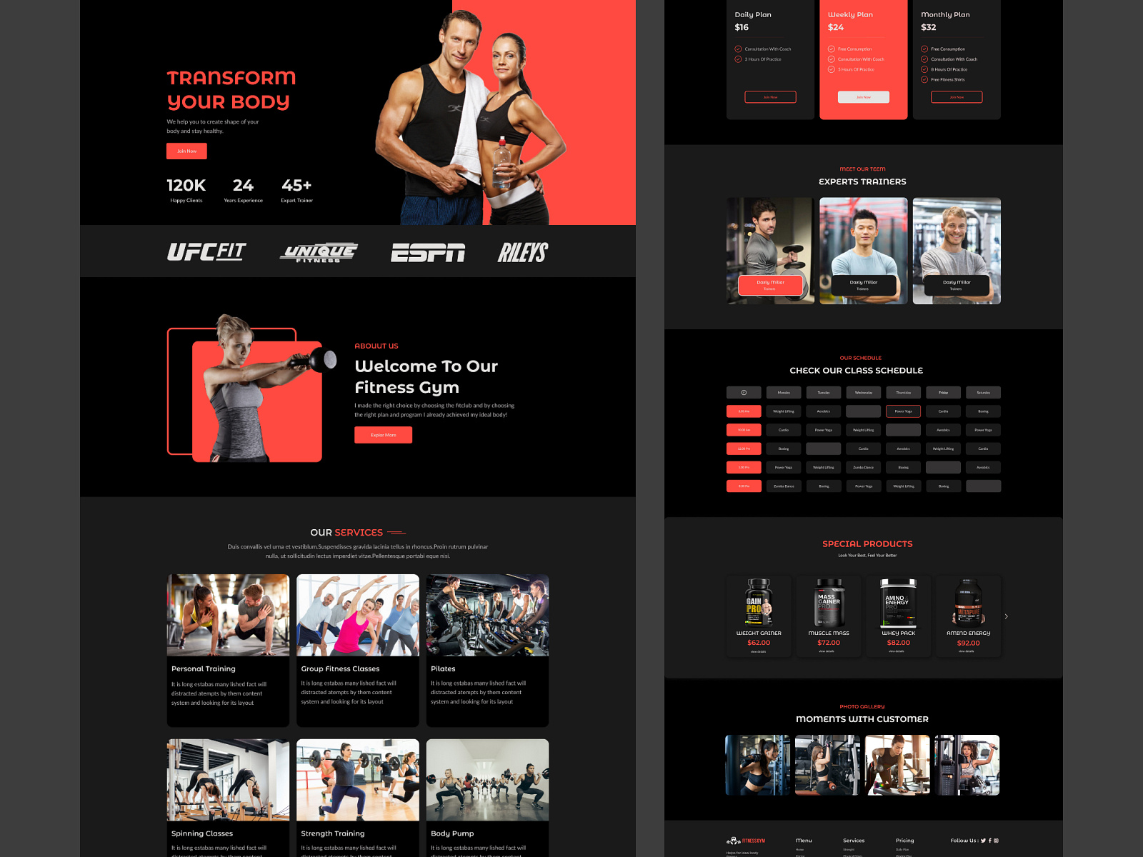 Fitness Landing Page by Zannatul Ferdoush on Dribbble