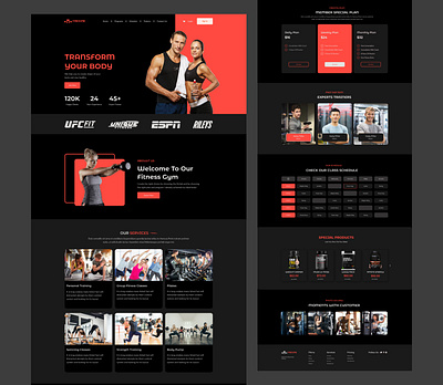 Fitness Landing Page bodybulding design fitness fitnessclub gym health minimal ui webdesign workout yoga