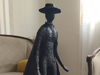 Papier Mache/Zorro Statue 3d art artwork black cloak decorative design figure graphic design graphics hero paint painting papier mache product sculpture statue traditional art zorro