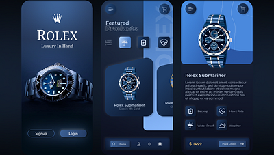Redesigning Rolex Mobile App app app design branding design graphic design illustration mobile app design rolex ui ux web design website