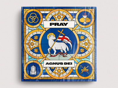 Agnus Dei Album Artwork album art blue communion design gold graphic design illustration illustrator king lamb layout rap shepherd stained glass throne trinity typography vector window