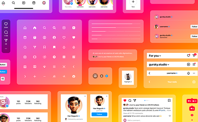 Instagram - UI Kit 1.0 app autolayout components design system download figma free icons instagram kit library mockup post social media template ui kit variables