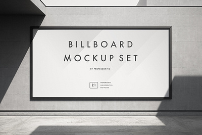 Billboard Mockup Set advertising billboard brutalist building clean concrete minimalist mockup outdoor realistic showcase wall