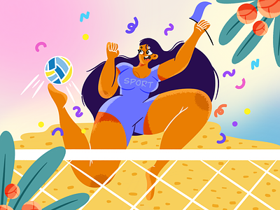 Volleyball player ✨ 2d art art direction beach illustration beach sport beach volleyball beach volleyball illustration character design character illustration commercial cool art design fitness illustration graphic design illustration procreate procreate art sport illustration