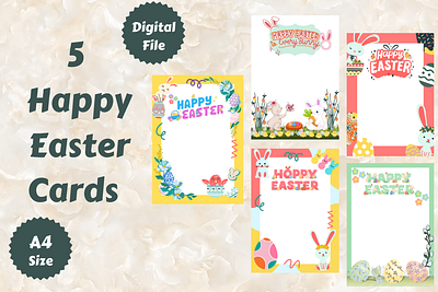 5 Happy Easter Greeting Cards 3d abstract art aesthetic aesthetic print aesthetic printable aesthetic wall art animation artist branding design graphic design illustration logo motion graphics ui