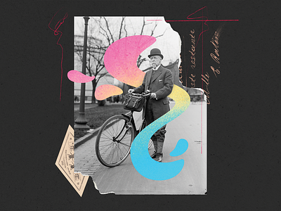 Blobby Shape collage No 3 bicycle collage cyclist editorial gradient vintage