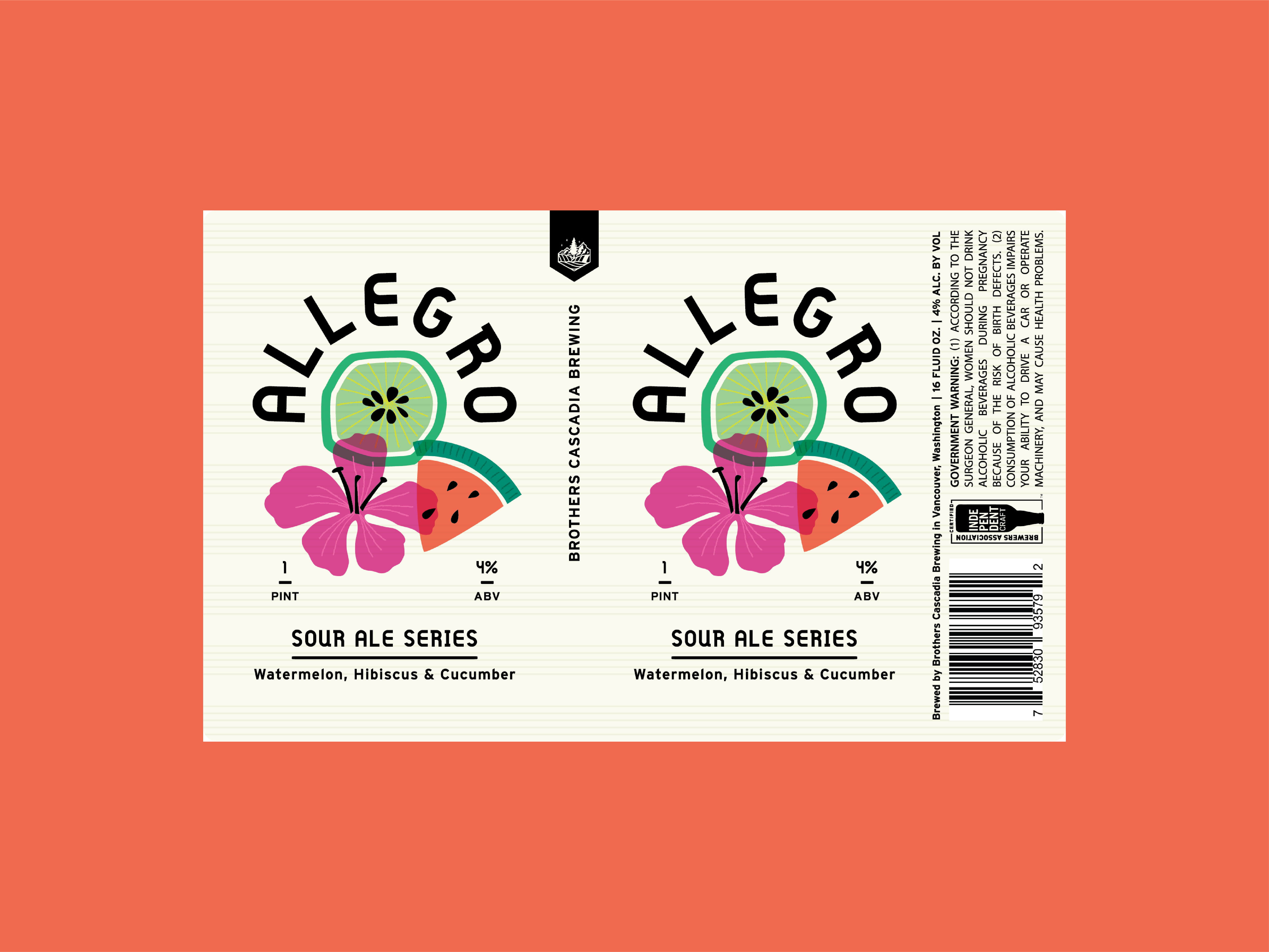 Brother's Cascadia Brewing Allegro Label Design beer design label design packaging design