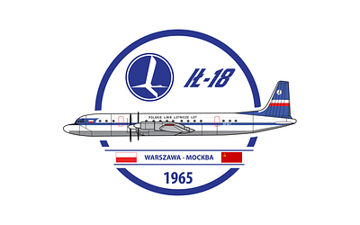 IL-18 LOT Polish Airlines retro airpline design logo retr vector