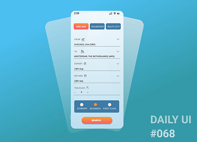 Daily UI#068 - Flight Search app design ui ux