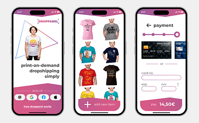 UI design of print-on-demand app app print on demand tshirt ui