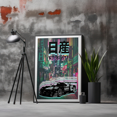 Nissan R390 GTI Poster graphic design gti japan japanese nissan poster r390 racing tokyo wall art