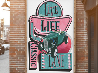 Life in the Classic Lane Poster 32 ford graphic design highboy hot rod poster vintage sign wall art