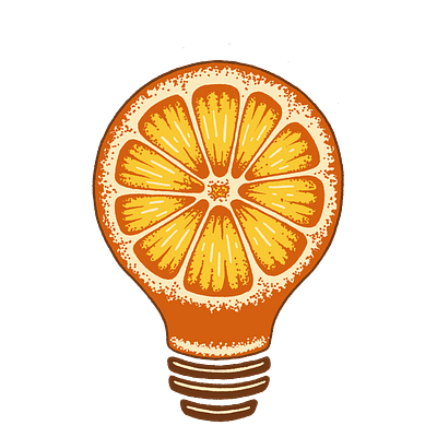 Think Fresh bulb design fresh fruit graphic idea illustration orange thinking vintage