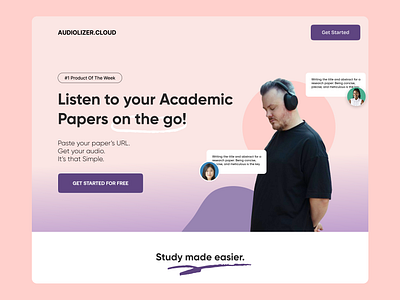 AudioLizer.Cloud - Listen to papers on the go! branding hero ui web