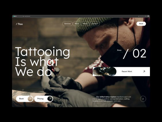 #138 - Concept shots animation barber design flat homepage minimalism motion studio tattoo tattooing tattoos transition ui ux web desgin webdesign webdesigner website