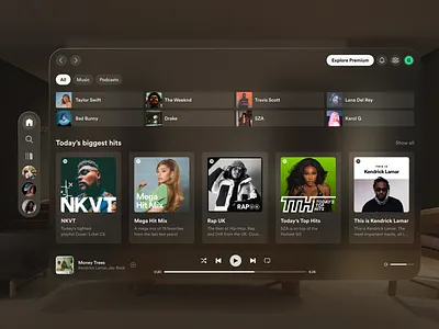 Apple Vision Pro - Spotify App app apple apple vision pro spot spotif ui ux
