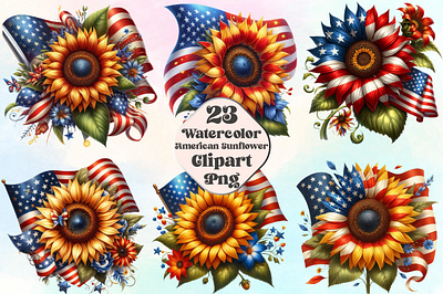 Watercolor American Sunflower Clipart floral clipart