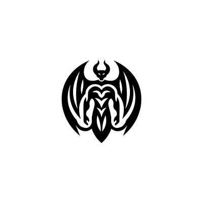 Demon 👹 angel black branding demon design devil graphic design horn horror illustration logo lucifer vector wings