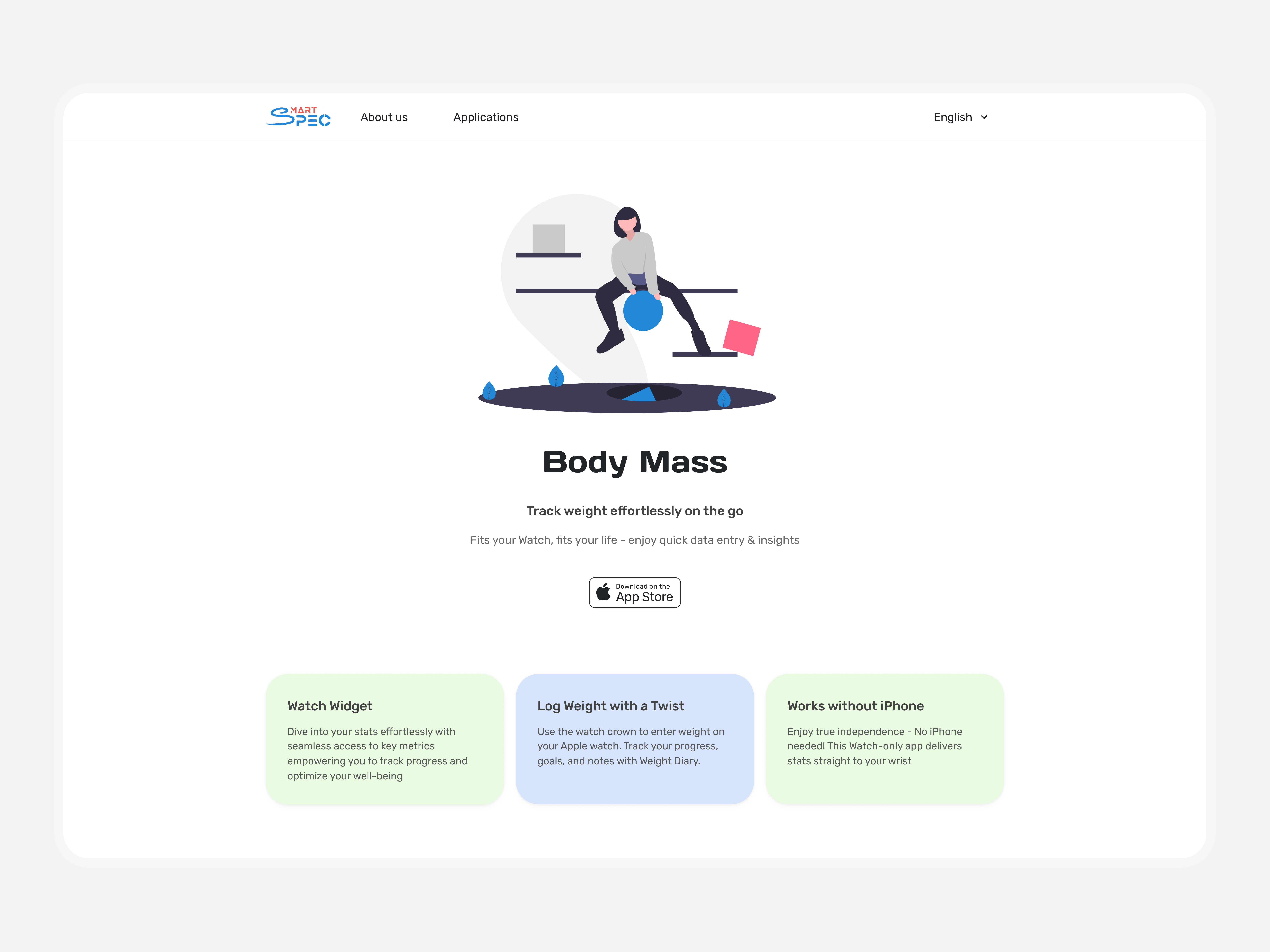 Application page Body Mass ui ux