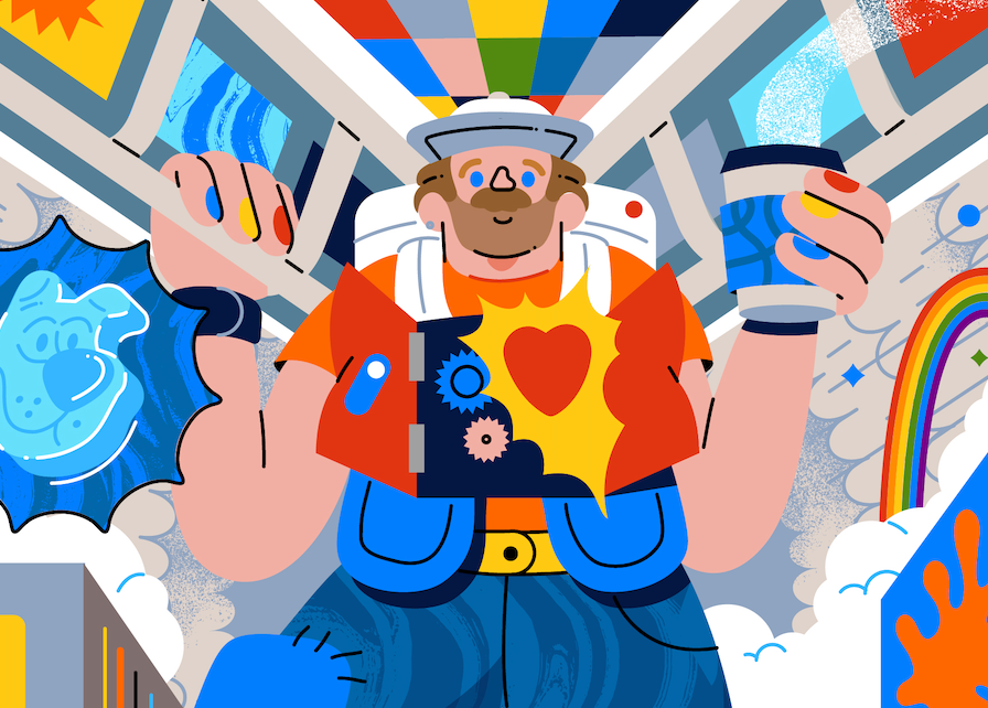 Adam cartoon city figure illustration man perspective subway