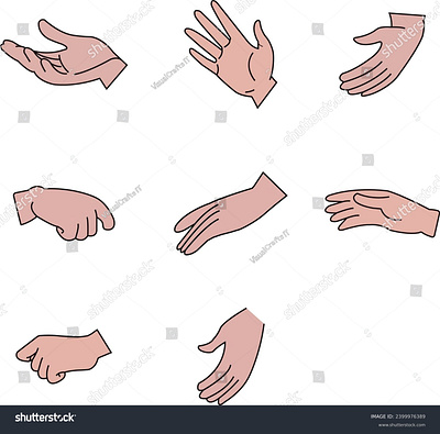 Cartoon hands in different positions vector illustration palm