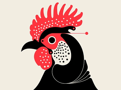 Punk Cock abstract birds black design geometric illustration messymod minimalism red rooster trufcreative vector