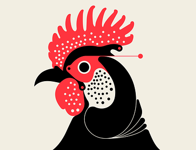 Punk Cock abstract birds black design geometric illustration messymod minimalism red rooster trufcreative vector