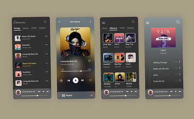 Music App Design albums app mobile app mp3 mp4 music music app music player player playlist song ui