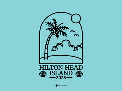 Hilton Head Island beach design graphic design illustration island line art palm tree