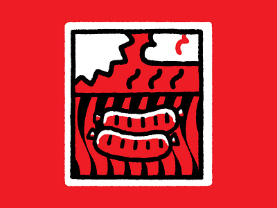 BBQ sticker for Coca-Cola bbq branding cartoon coca cola cocacola cola cute design doodle fun heat illustration japanese kawaii kebab logo design pepsi red sausage sticker
