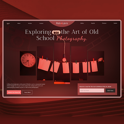A web design concept for an old-school photography exhibition design figma landing page ui uidesign uiux ux web design website design
